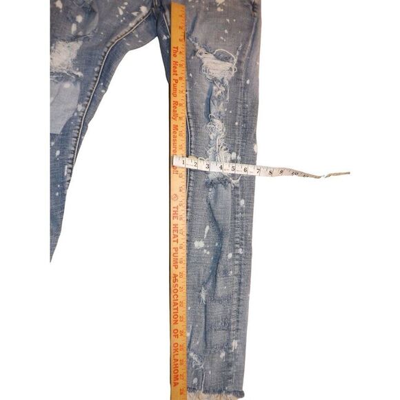 Crysp Denim Jeans Men Sz 28 Blue Distressed Frayed Straight Leg Workwear - Picture 5 of 8